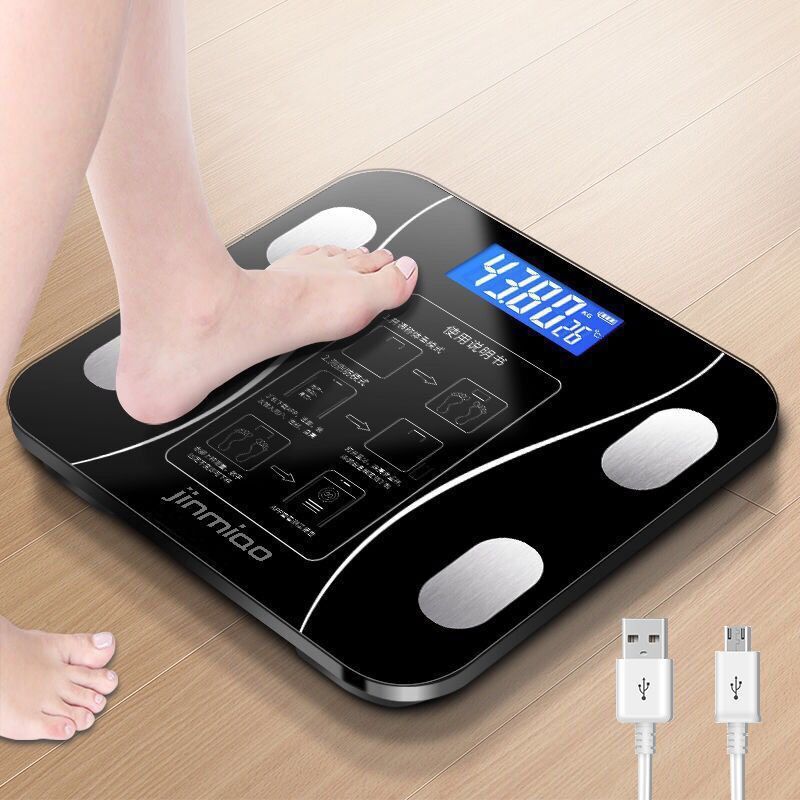 智能APP蓝牙体脂秤人体健康秤减肥专用电子称USB充电家用体重秤准|undefined