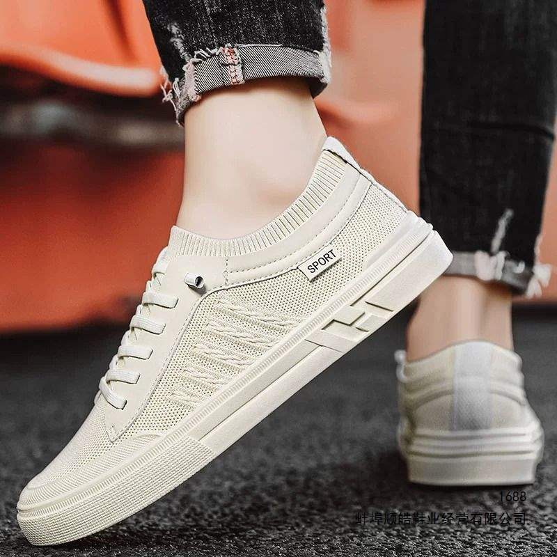 Canvas Men's Shoes 2026 New Summer Fly-Knit Flat Shoes Versatile Slip-On Driving Casual Sports Cloth Shoes Spring Season Canvas Men's Shoes 2026 New Summer Fly-Knit Flat Shoes Versatile Slip-On Driving Casual Sports Cloth Shoes Spring Season