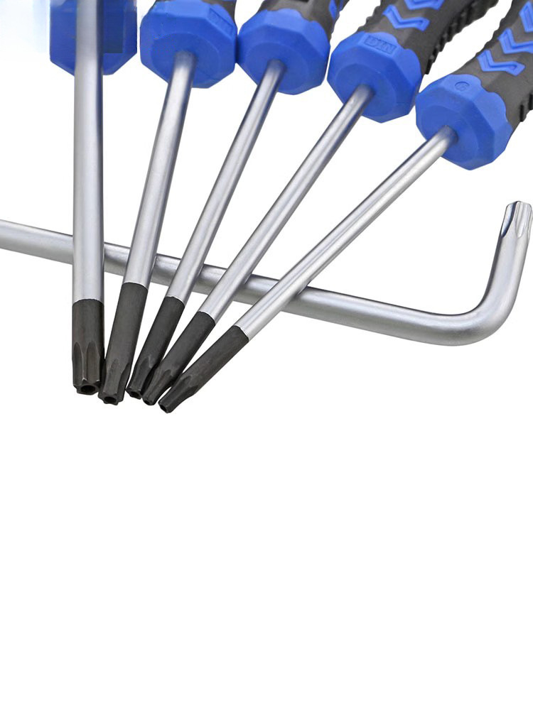 Llave de ciruela antirrobo, estrella de flor, mango de goma, destornillador hexagonal con agujero T10T20T25T30T40