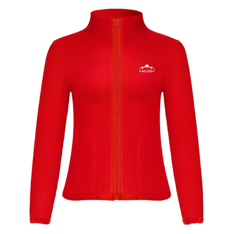 Chaqueta de lana polar para mujer Otoño e Invierno de doble cara de lana al aire libre chaqueta de lana chaqueta forro de cuello alto cremallera cardigan top