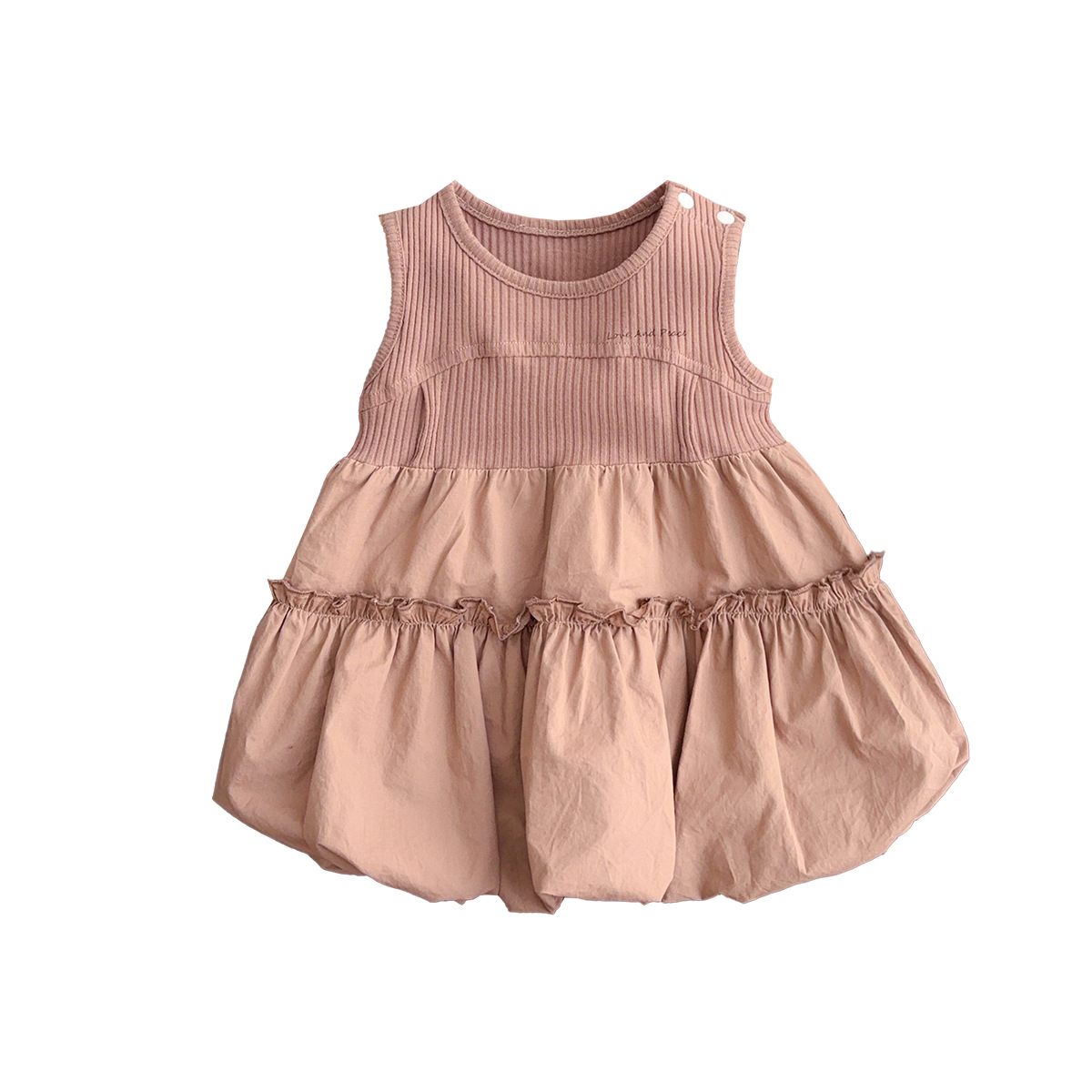 Vestido de verano para niñas 2025 nuevo estilo Clase A Vestido de princesa para bebés y niños pequeños Vestido de chaleco de color sólido para bebés de estilo occidental