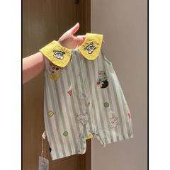 夏用薄手幼児ジャンプスーツ、赤ちゃんの1歳の誕生日、超キュートでかわいい、お出かけ用ベビーノースリーブロンパース