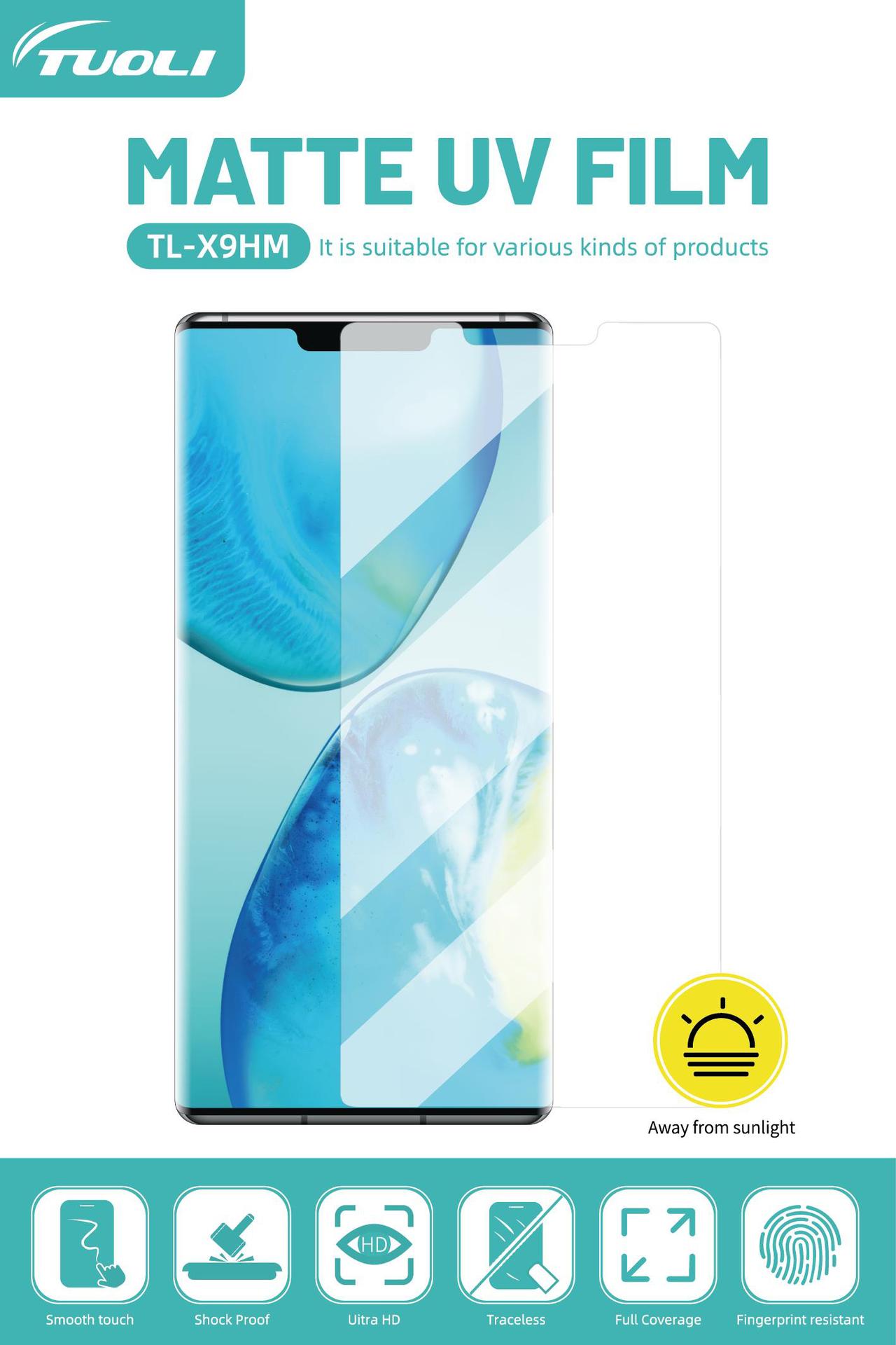 Tuoli HD UV película de curado a prueba de explosiones anti-huella digital máquina de corte de película consumibles Luz de curado UV película de corte de pantalla curvada película suave