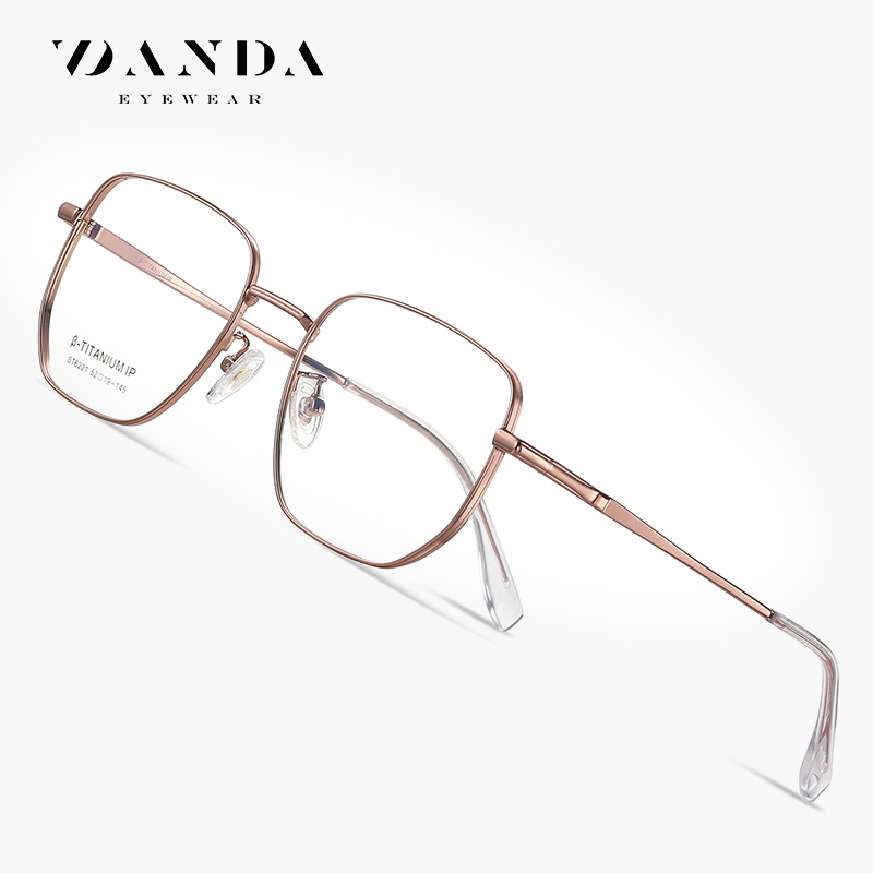 En stock al por mayor gafas de titanio puro st6221 moda hombres y mujeres pueden coincidir con gafas de miopía marco IP chapado ultraligero gafas lisas