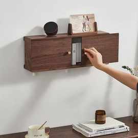 木质收纳架壁挂式杂物整理架插线板整理盒墙壁装饰架推拉门存储架