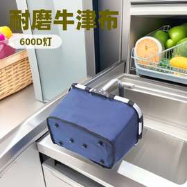 跨境热销折叠购物篮新款600D牛津布户外野餐包手提拉链便携收纳