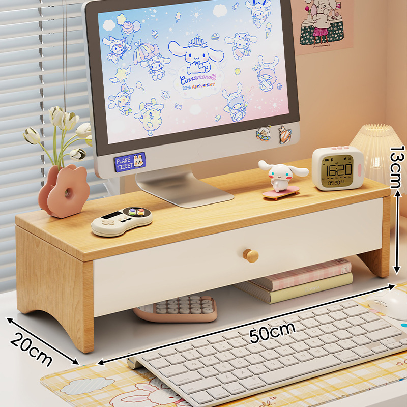 Soporte Elevador para Monitor de Tablero de Densidad con Cajón para Oficina