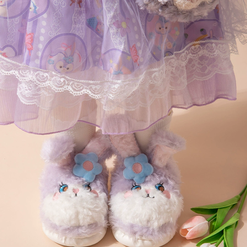 Children's winter slippers, cute keep warm rabbit for princess, increased thickness