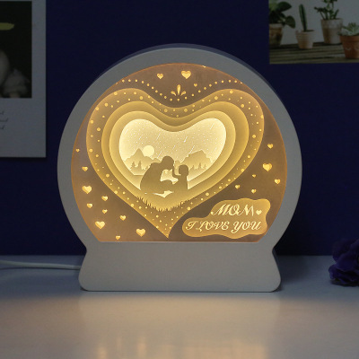 母亲节礼物创意半圆纸雕灯3d立体光影小夜灯实用礼品|ms