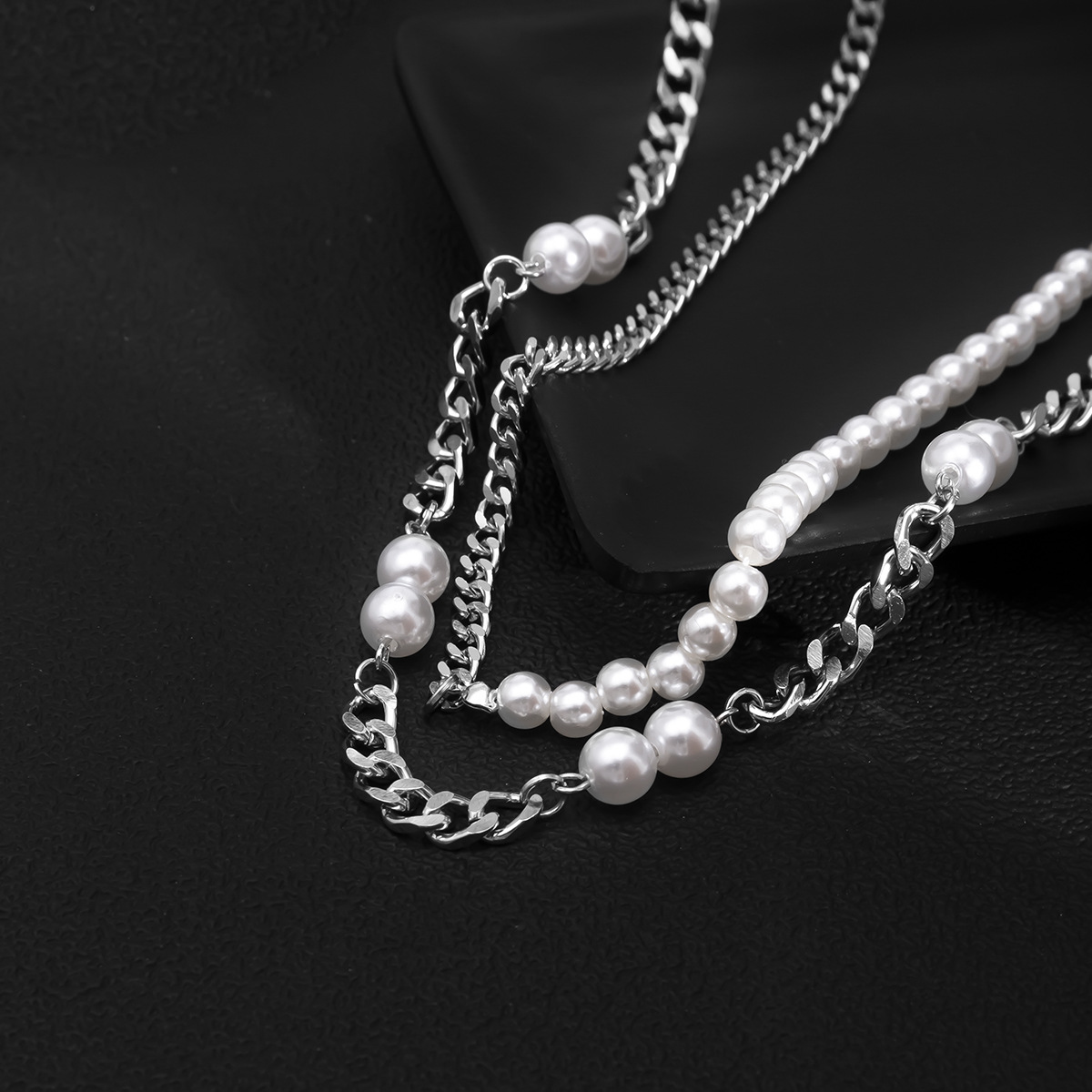 1 Piece Simple Style Color Block Iron Pearl Menu0027S Layered Necklaces