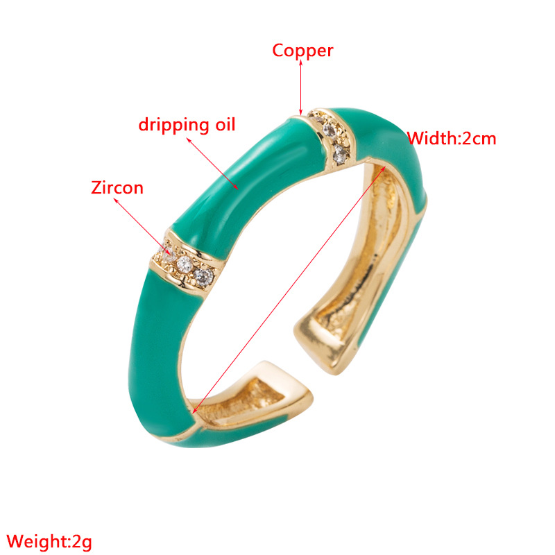 Copper Micro Inlaid Zircon Rainbow Color Geometric Ring display picture 1