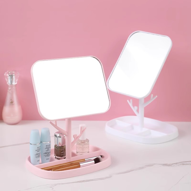 Espejo de maquillaje de escritorio de alta definición portátil plegable giratorio espejo de vestir espejo de escritorio simple espejo de princesa dormitorio espejo de escritorio