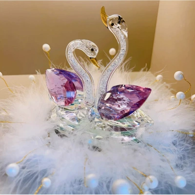 Car ornaments – Selected Crystal White Swan Car - swan-love-purple-large-round-pearl-pad-glue-10-essential-oil-1