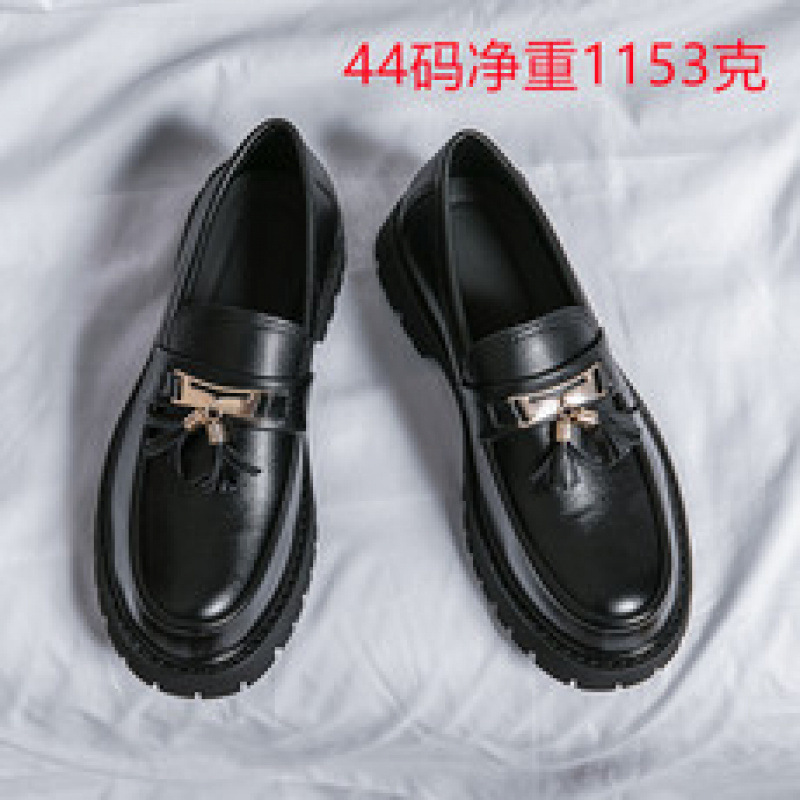 跨境大码2025新款四季英伦风商务皮鞋时尚厚底皮鞋一脚蹬乐福男鞋|undefined
