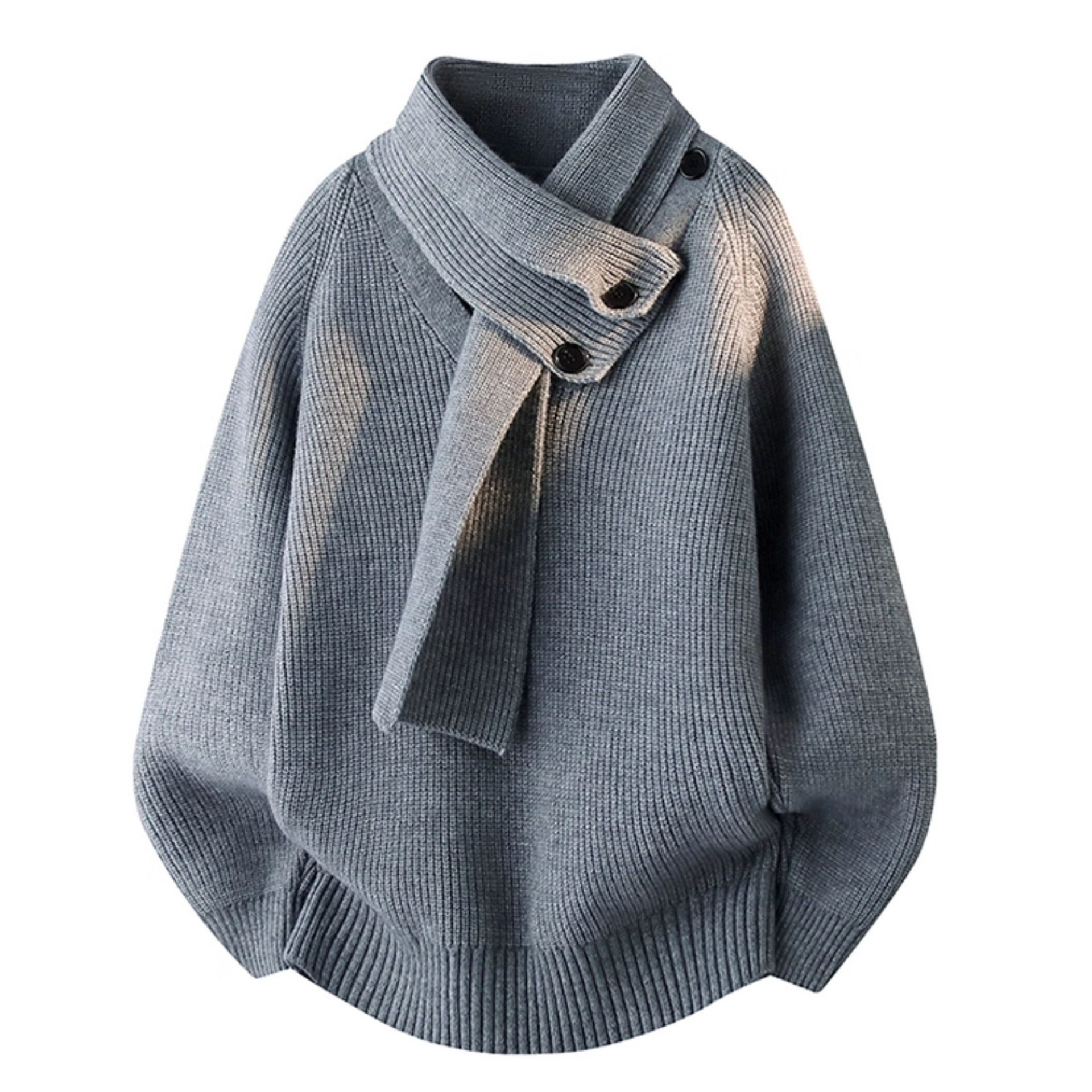 Explosiones transfronterizas de tamaño grande turban desmontable camisa de punto suéter masculino botón de sentido superior otoño invierno fábrica al por mayor