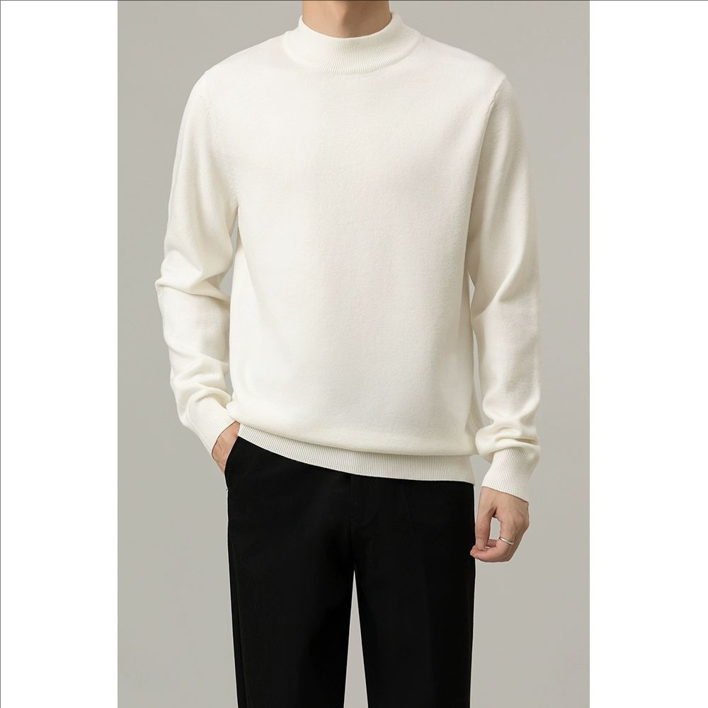 Suéter de hombre otoño y invierno nuevo cuello redondo caliente delgado casual hombre camiseta de fondo de color sólido de moda de hombre