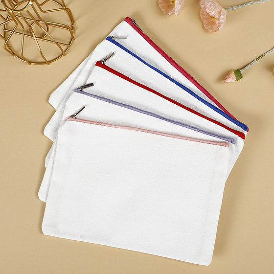 Amazon cross-border canvas pencil case wholesale blank zipper student stationery pencil case custom cotton graffiti pencil case custom