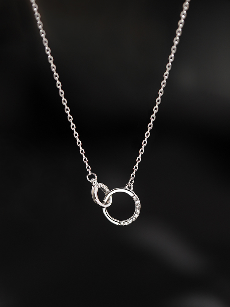 Collar círculo estilo sol con diamantes cadena clavícula mujer_voghion.com