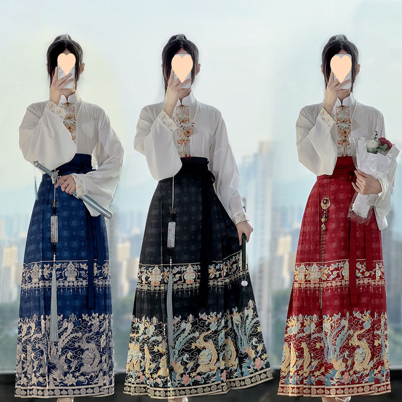 Ming-Style Hanfu Women's Red Mamian Skirt Set, Toast Outfit Top, Chinese Style Adult Ancient Costume, Improved Daily Wear