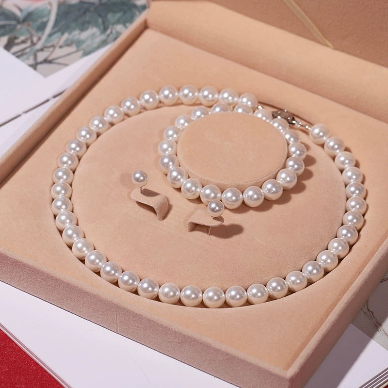 Mother's Day Shijia Pearl Necklace Set S925 Jewelry Three-Piece Set Women's Day Valentine's Day Gift Pendant