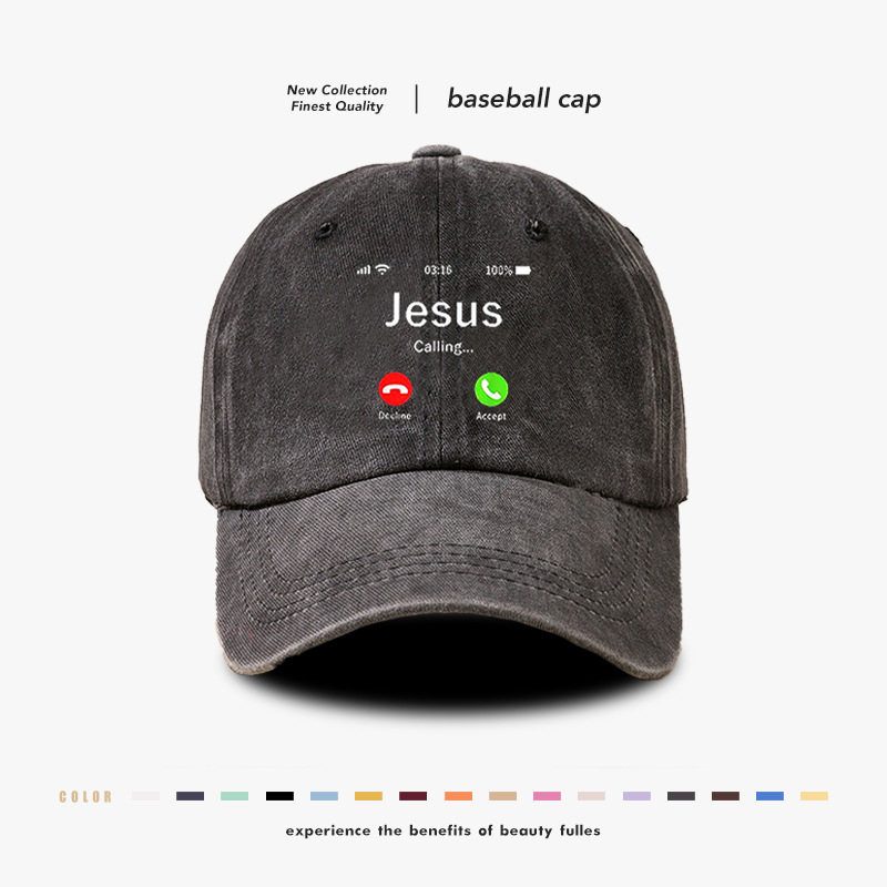 Gorras populares de TEMU con estampado de JESÚS, gorras de béisbol personalizadas lavables, gorras de ala suave para exteriores.