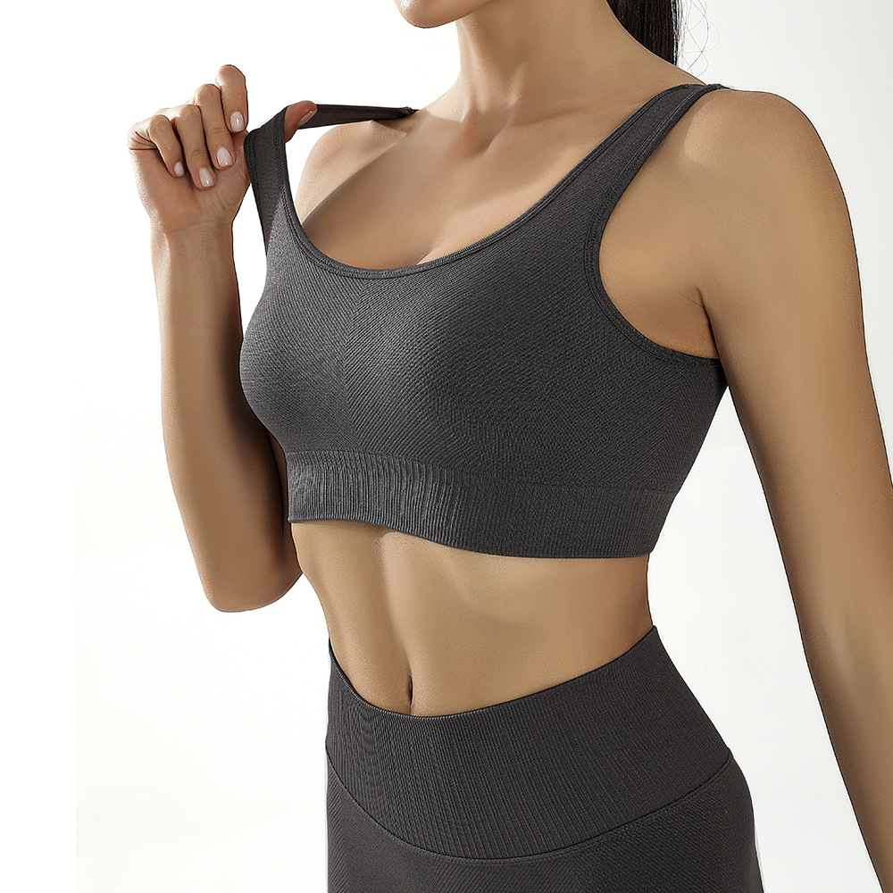 新款欧美斜纹运动文胸美背提臀健身跑步高腰瑜伽裤女瑜伽服套装女