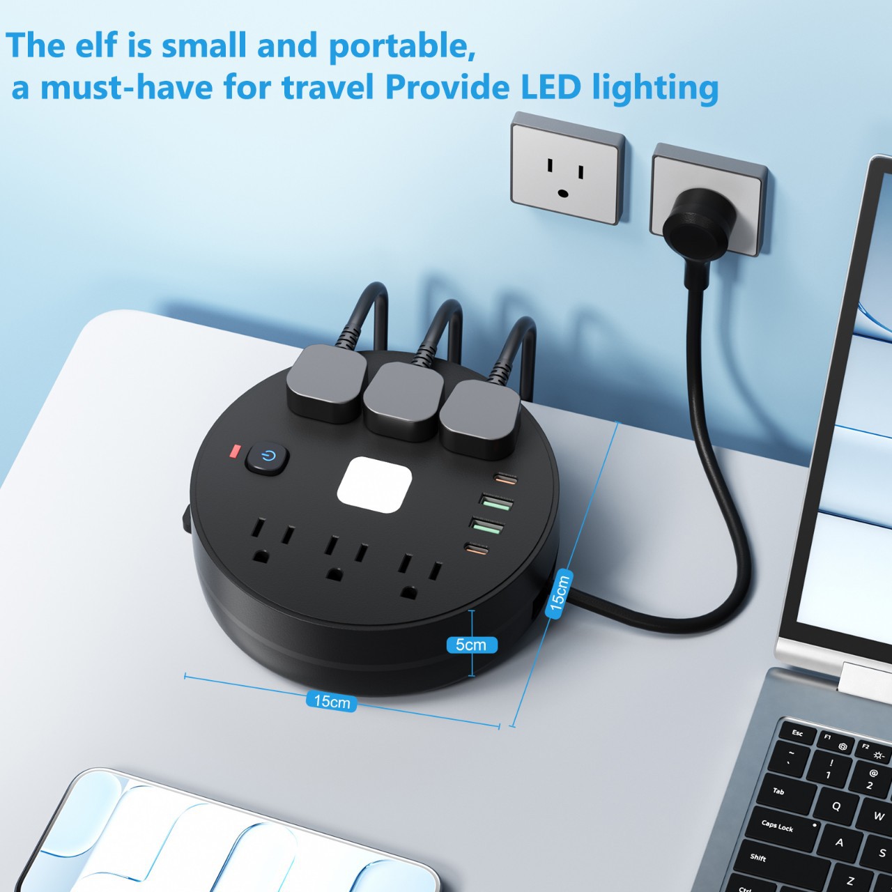 Nuevo transfronterizo 2USB + 2Type-c redondo retráctil de 6 bits con protección contra sobrecarga para América del Sur 6FT México image 4