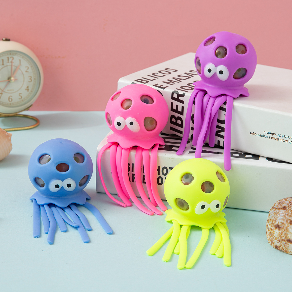 水母洞洞球爆珠章鱼八爪鱼戏水彩珠泡大珠儿童解压发泄玩具捏捏乐