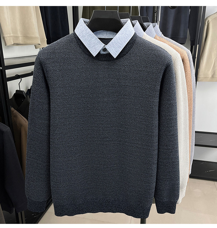 Herbst/Winter 2026/2025: Neues zweiteiliges Herren-Langarmshirt mit Fleecefutter, dicker, einfarbiger Sohle und schlichtem Design_voghion.com