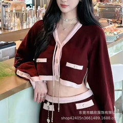 早秋羊绒高定针织外套短款羊绒轻奢开衫名媛风修身女装上衣