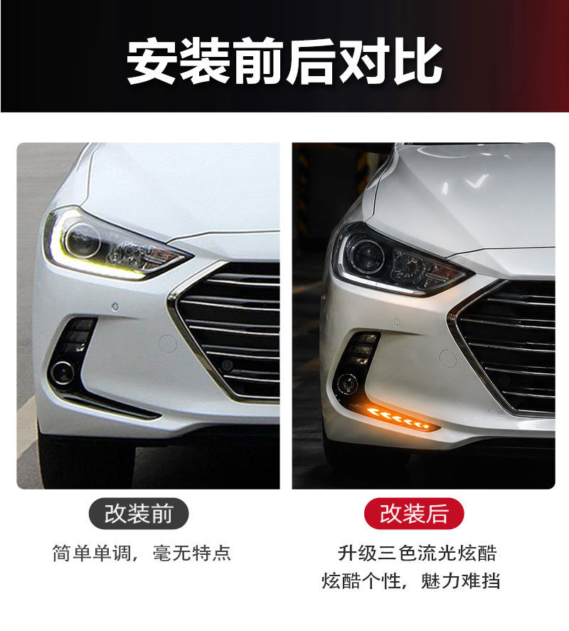 Suitable for 16-20 Models of Hyundai Elantra Daytime Running Lights, Hyundai Elantra Overseas Version Elantra Modified Lights