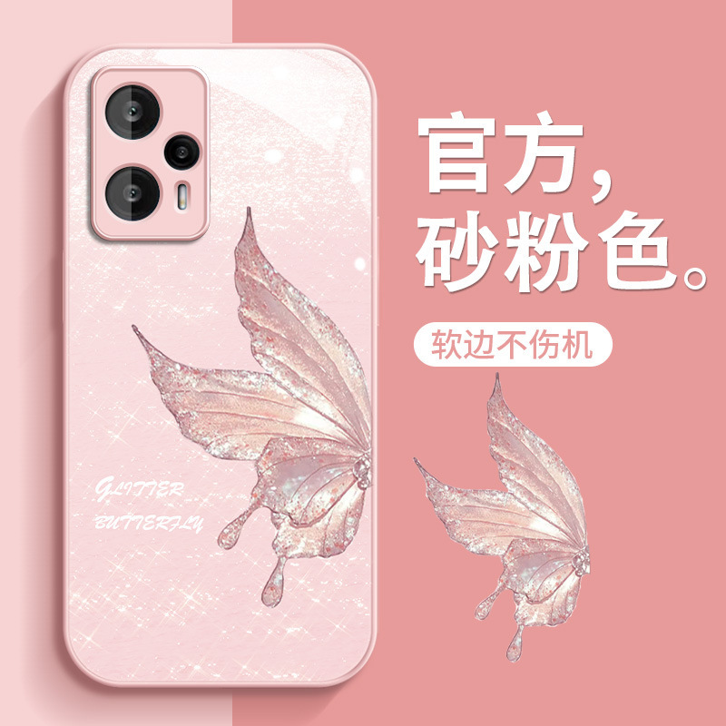 Red rice note13 phone case 12Pro glass female butterfly K50Pro all-inclusive ins advanced sense K70Pro hard case