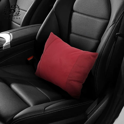Headrest Cushion Set - upgraded-punched-suede-volcanic-red-lumbar-support