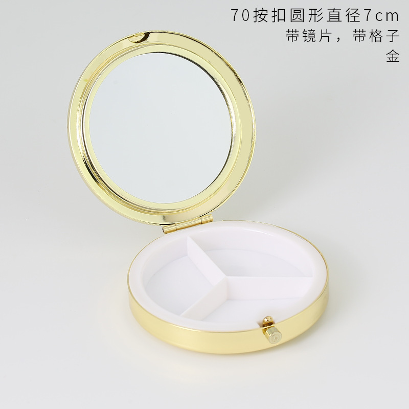 丸い三格の金属の薬の箱の小さい鏡の多格のハート型の四角形は携帯して簡単な錠剤の箱の創意のキャンディーを持ちます。|undefined