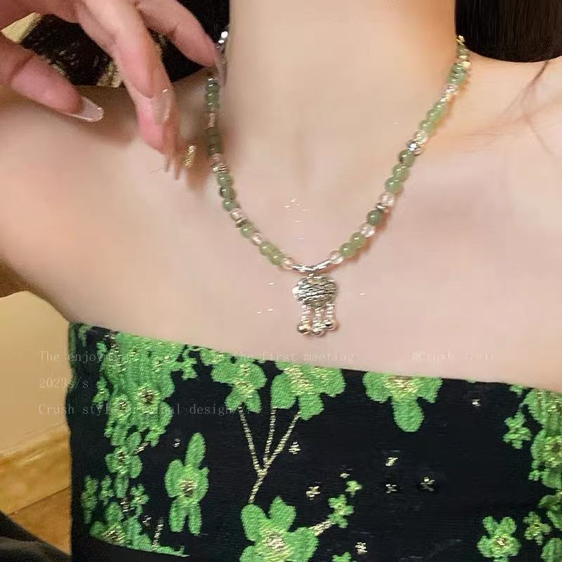ドーパミンカラービーズ猫ペンダントネックレスシンプルでファッショナブルな個性絶妙で甘い多用途子供のような楽しいネックレス女性用|undefined