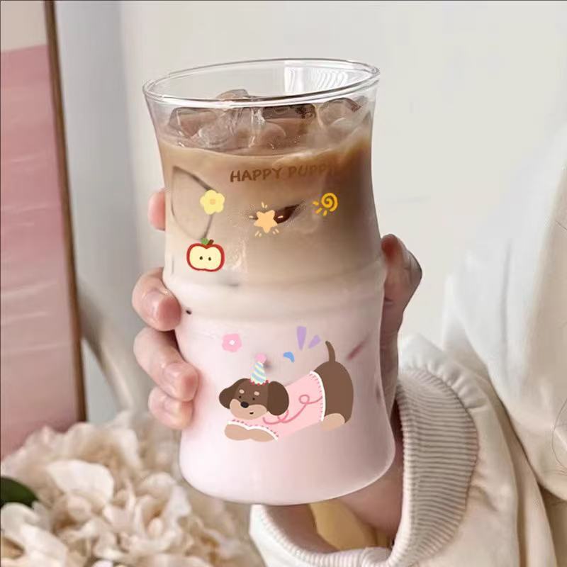 创意竹节杯高颜值ins玻璃杯水杯卡通可爱家用耐热吸管杯子咖啡杯|undefined