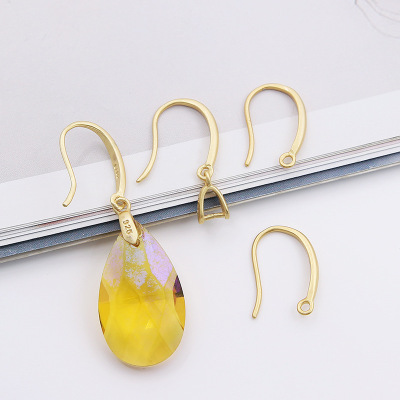 S925純銀古法金耳勾耳墜耳夾DIY沙金耳飾配件材料簡易耳環耳夾扣