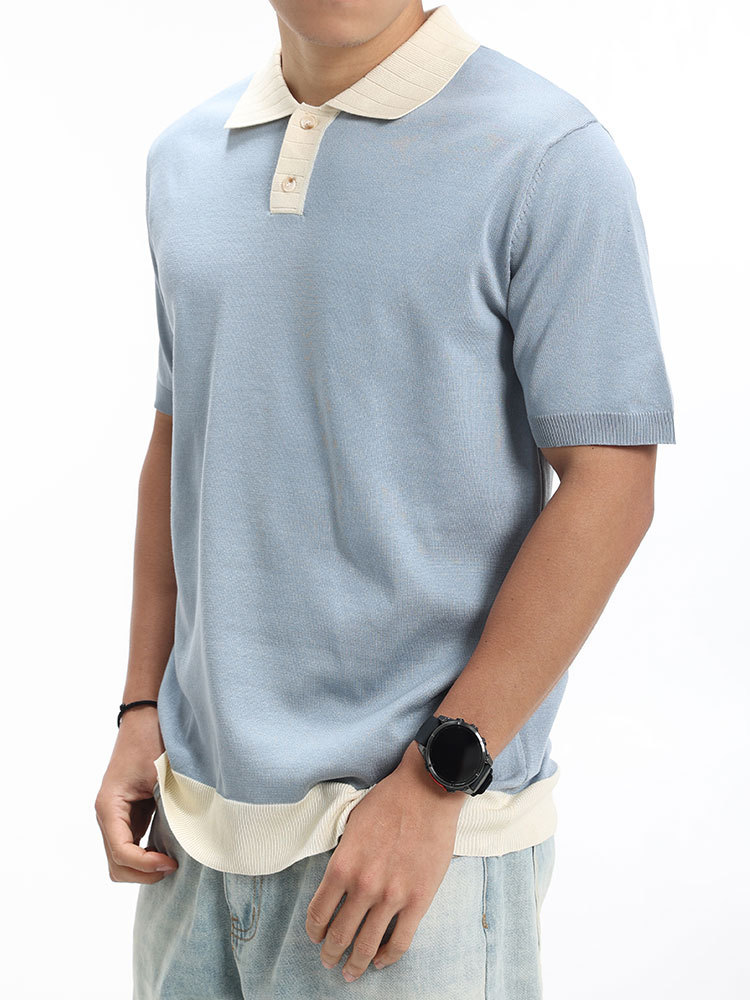 Polo de hielo con solapa de hombre, camiseta de verano de manga corta, camiseta casuales de alto nivel, camiseta de estilo de dinero, camiseta de vestir para hombres