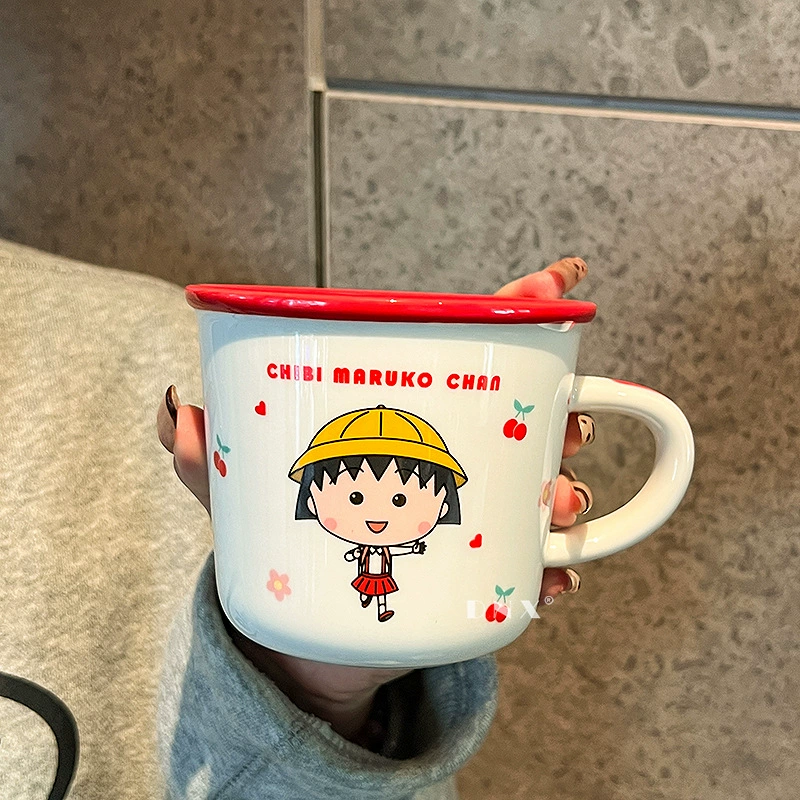 Кружка Chibi Maruko-chan, симпатичная кружка для девочек для домашнего завтрака, офисный милый подарок, керамическая кружка