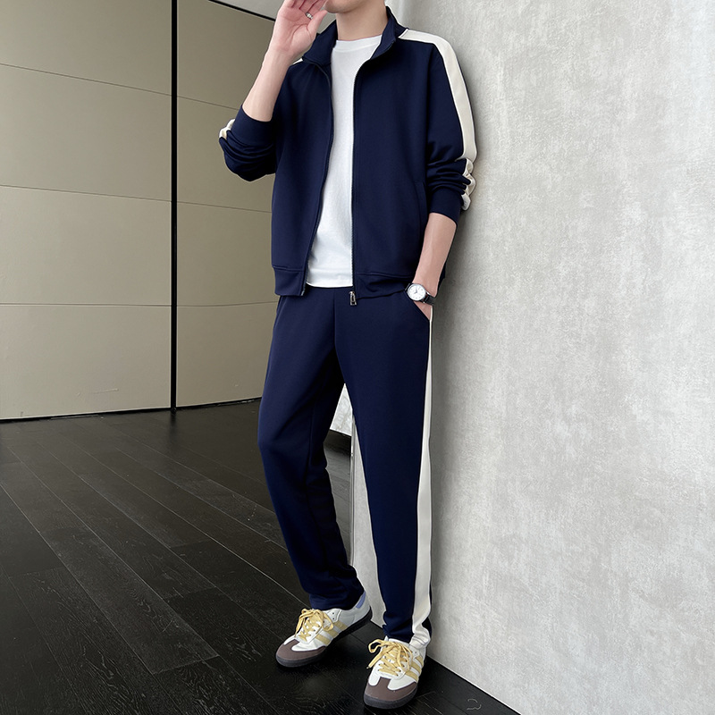 Cardigan transfronterizo primavera y otoño hombre deportivo casual camiseta hombre juego de carreras pantalones rectos de moda