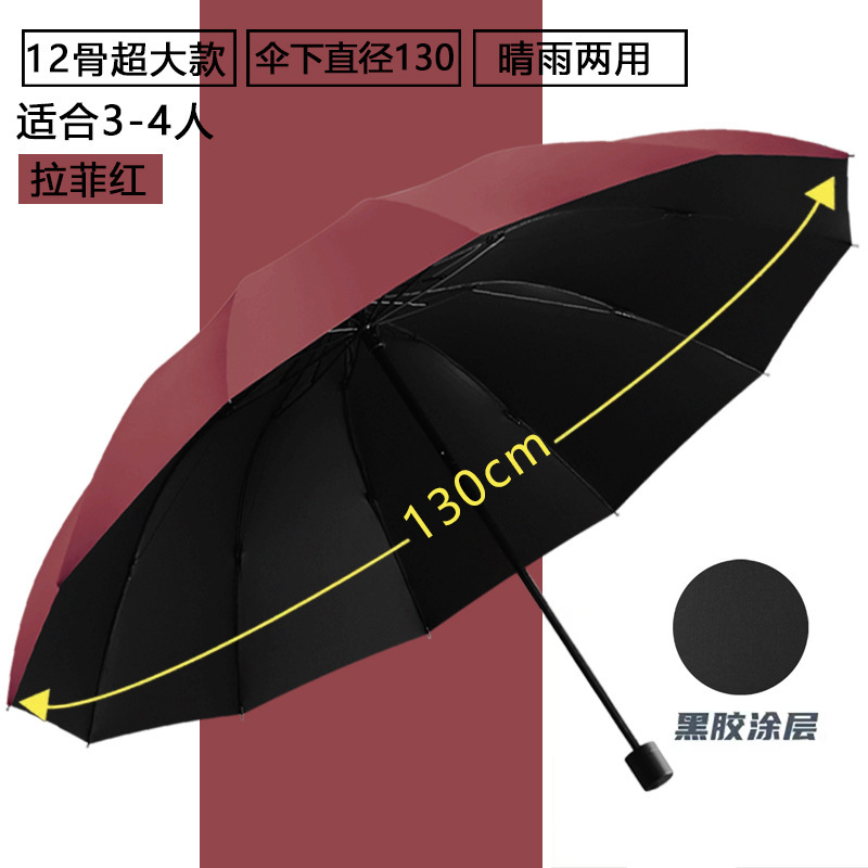 【新人立减5元】12骨超大折叠雨伞加固双人晴雨两用防晒遮阳伞2M|undefined