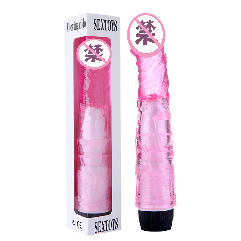 女用自慰器雄霸水晶单震22.5公分TPE仿真透明阳具AV震动棒按摩棒