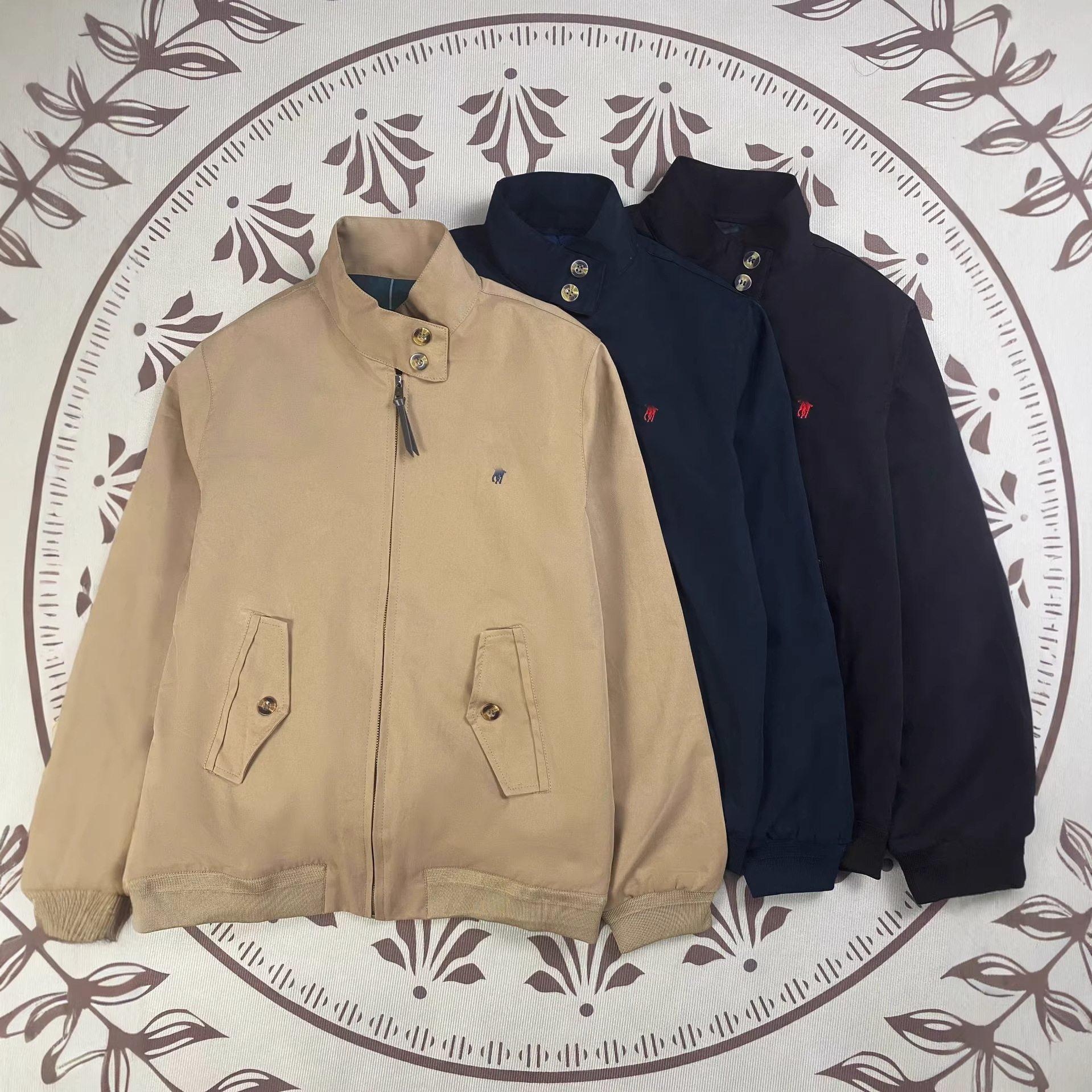 Rl Ralph Lauren Vintage Pure Cotton Harrington Polo Jacket for Women and Couples with Embroidery