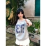 长袖宽松套头印花后包