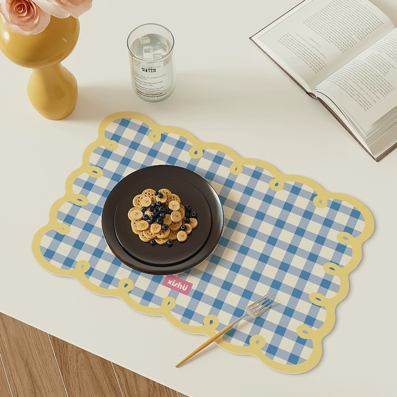 Cojín de comedor occidental de estilo crema mesa resistente al quemado resistente a altas temperaturas platos de comedor platos de cojín a prueba de agua a prueba de aceite mesa cojín de tazas de cuero image 9