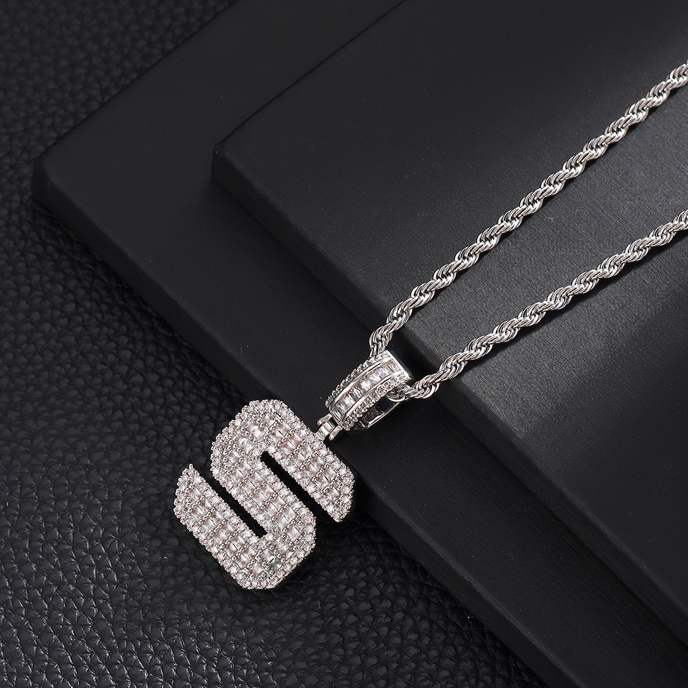 Hip-Hop Vintage Style Letter 304 Stainless Steel Copper Men's Pendant Necklace J 20Inch Hemp Flowers Chain Silver display picture 21