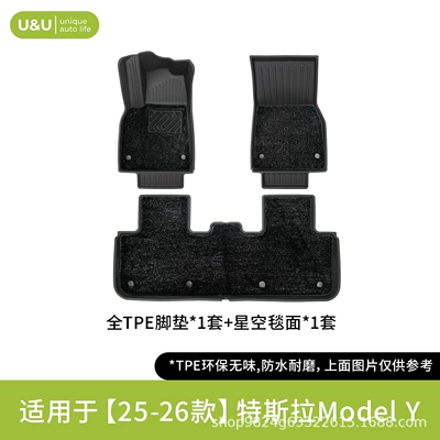 and easy-to-clean floor mats, Modelə uyğun ayaqaltı - black-single-layer-short-starry-sky-blanket