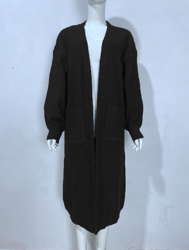 Cardigan maglione sciolto da donna con maniche a lanterna_voghion.com