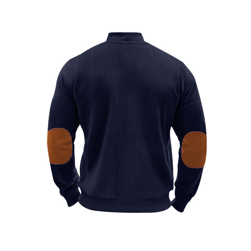 Herbst männer gewichtige Europäische baumwoll-patchwork farbe kontrast reißverschluss langarm jacke herren mantel_voghion.com