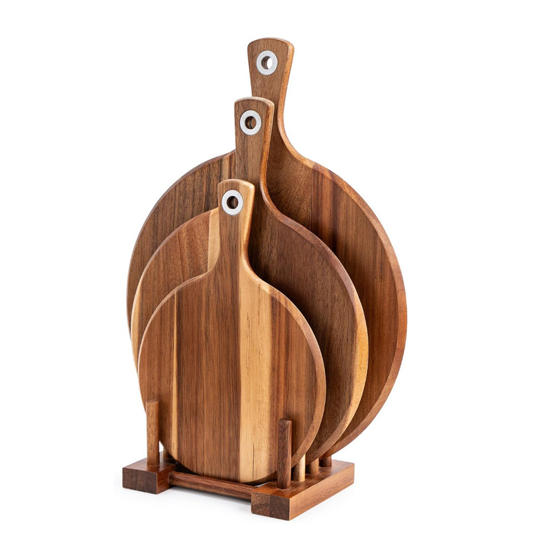 Tabla de corte de madera con mango tabla de pizza bandeja de servicio de comedor casero multifuncional tabla de corte de verduras frutas snack plato